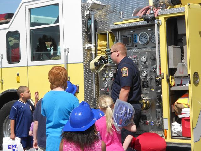 Children get a tour of the fire engine and learn about fire prevention and safety 2012