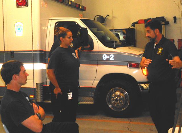 Brody Black, Ashley Winget, listen while Lou Degilio explains how to read an EKG.
Sept 2013