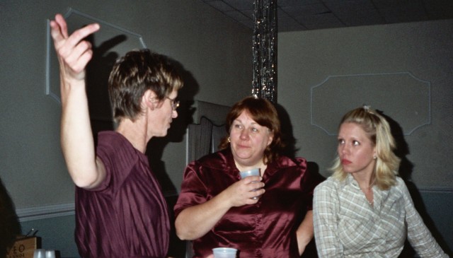 Barb Mangione emphasizes a point with Laurie and Melissa Platt
2008