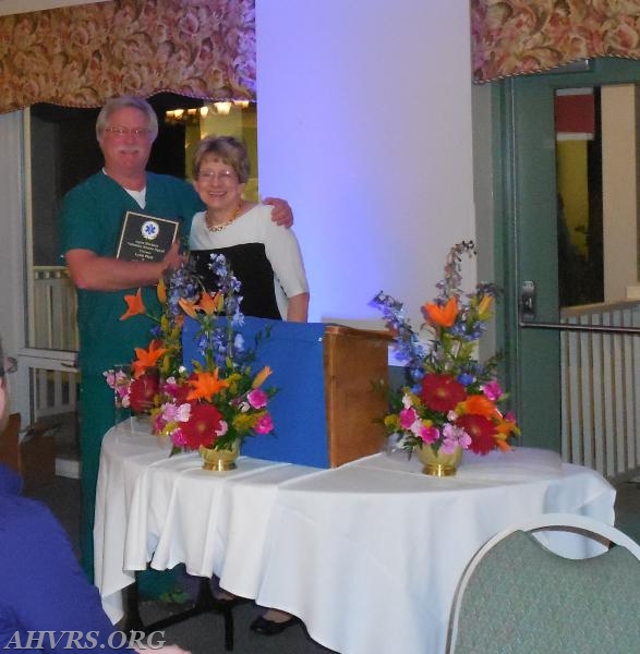 Lynn Platt receives his Life Membership award from President Chris Schoon
 2015