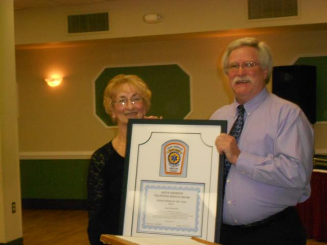 Squad Person of the Year Janet Schroeder accepts award from Rescue Chief Lynn Platt
banquet 2013