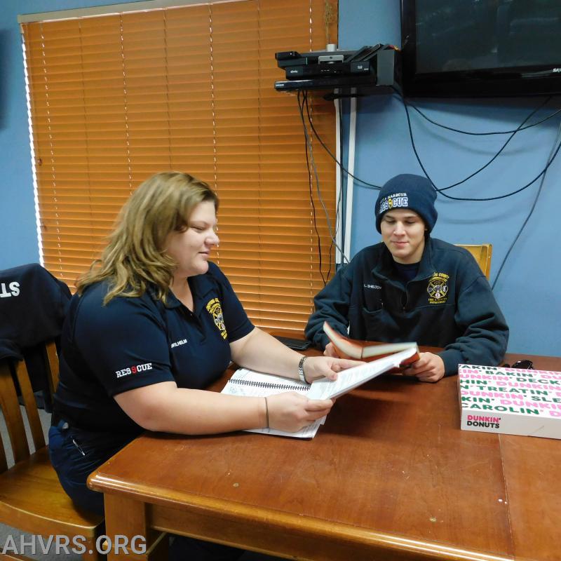 Angela and Luke studying for Hazmat Operations class