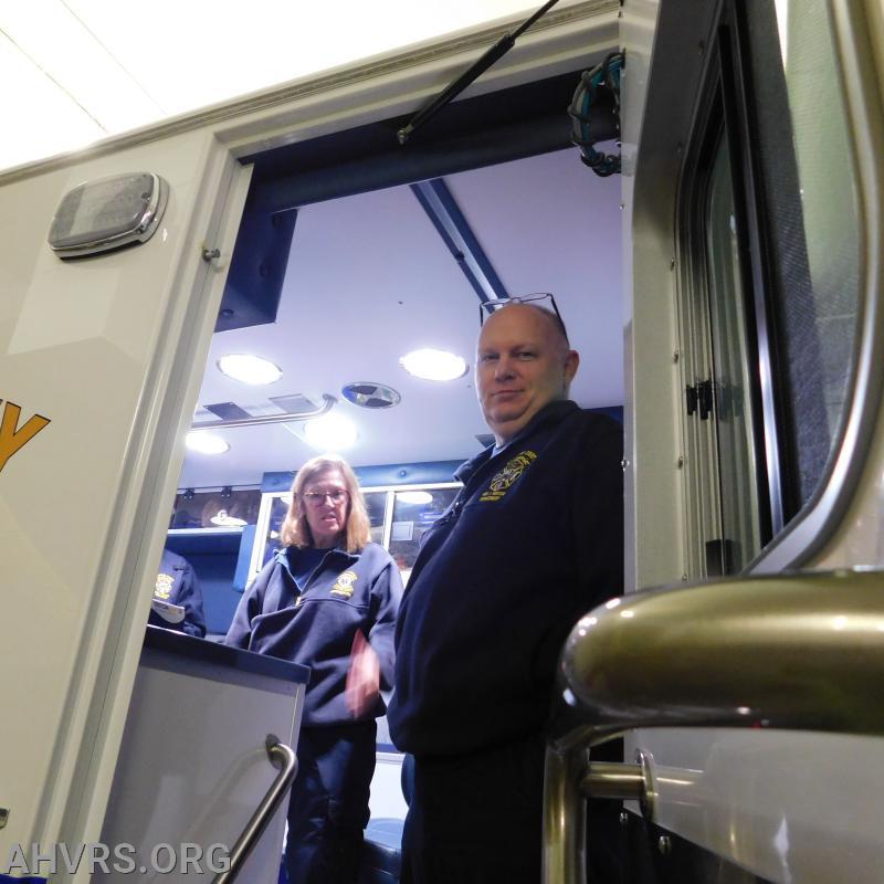 Andrew and Joanne check ambulance for duty